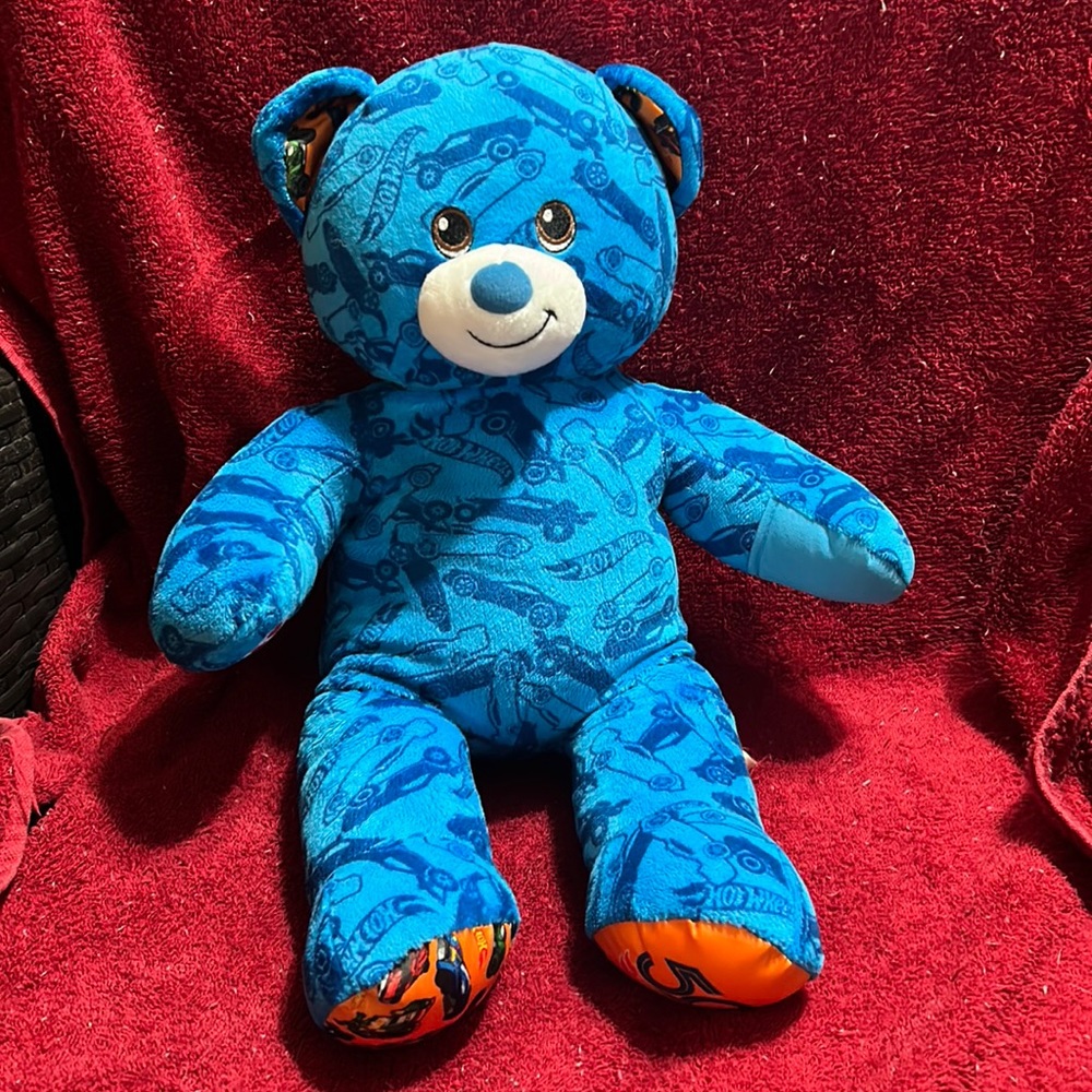 BUILD-A-BEAR blue “Hot Wheels” stuffed toy